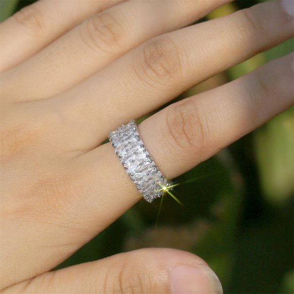 💎 Round Full Zircon Stone Dazzling Luxury Finger Rings for Women, PD121 - Picture 6 of 13